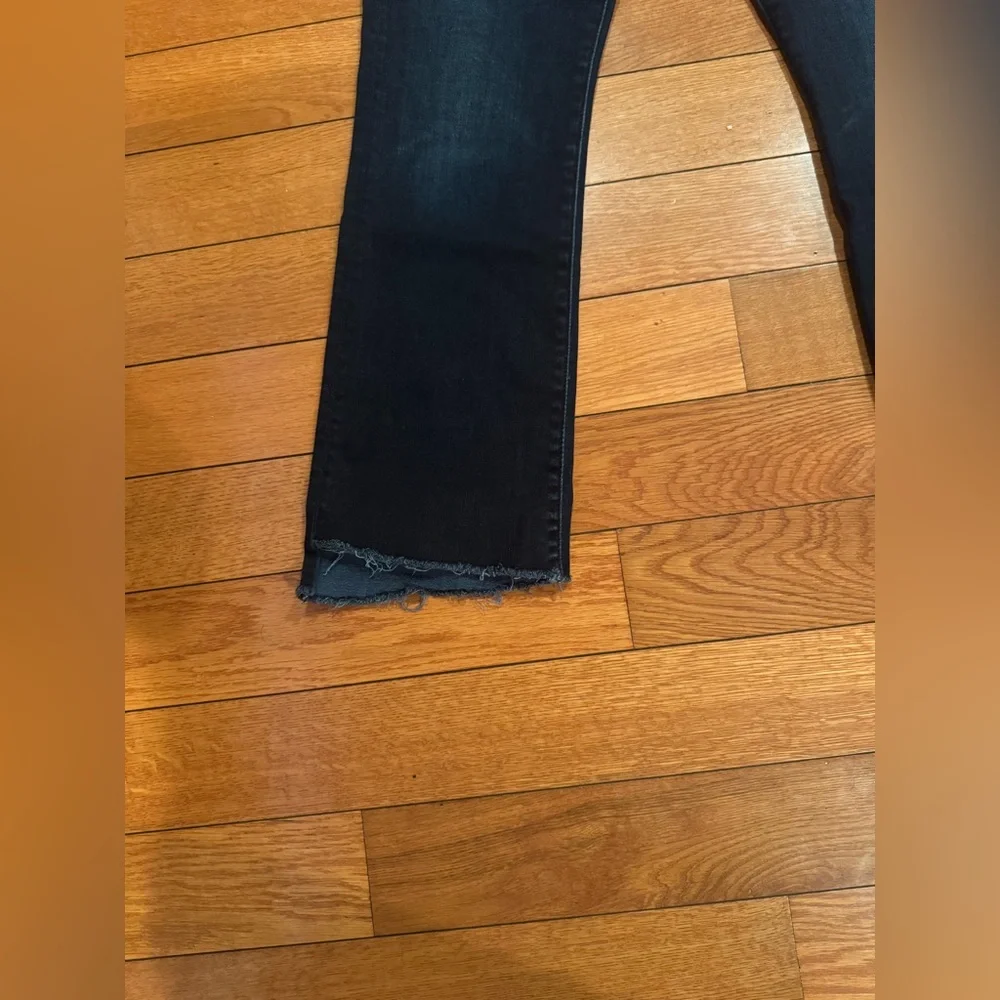 MOTHER The Insider Cropped Step Fray Jeans Size 28 Dark Wash High Waist Raw Hem